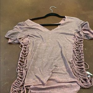 Maroon vneck with cutouts